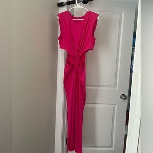 Bright pink cutout maxi dress